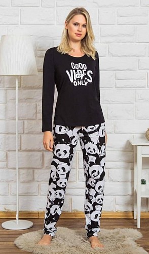 dámské pyžamo Vienetta Secret Good vibes černá
