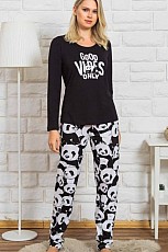 dámské pyžamo Vienetta Secret Good vibes černá